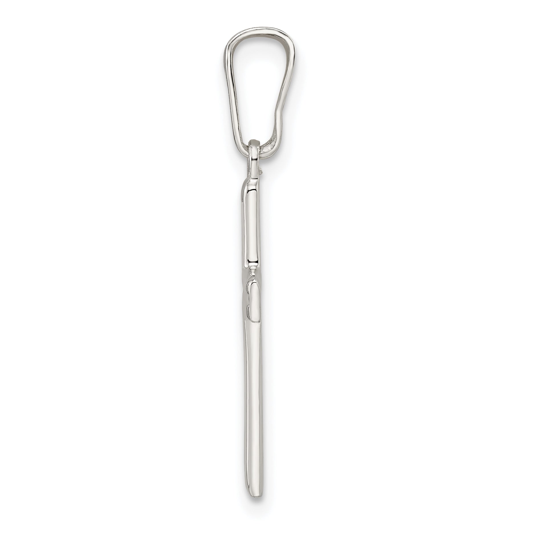 Sterling Silver Polished and Satin Center Latin Cross Pendant