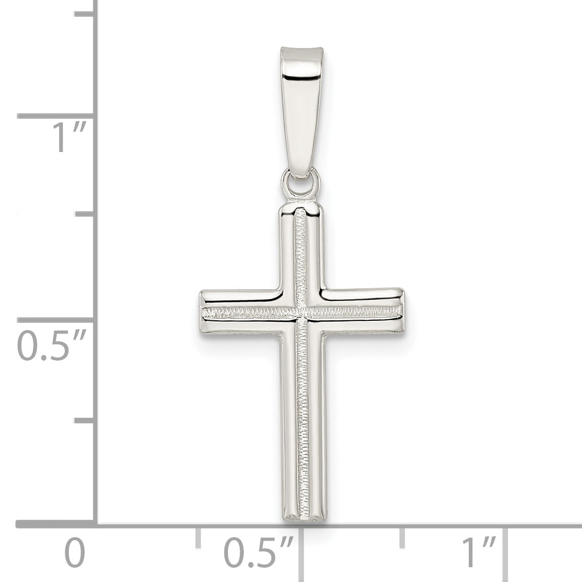 Sterling Silver Polished and Satin Center Latin Cross Pendant