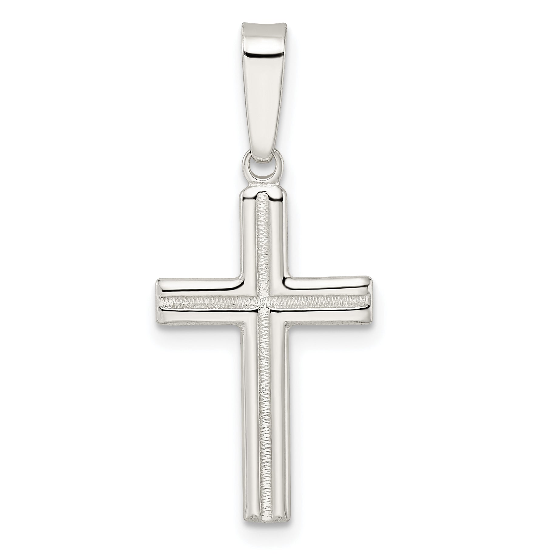 Sterling Silver Polished and Satin Center Latin Cross Pendant Main image