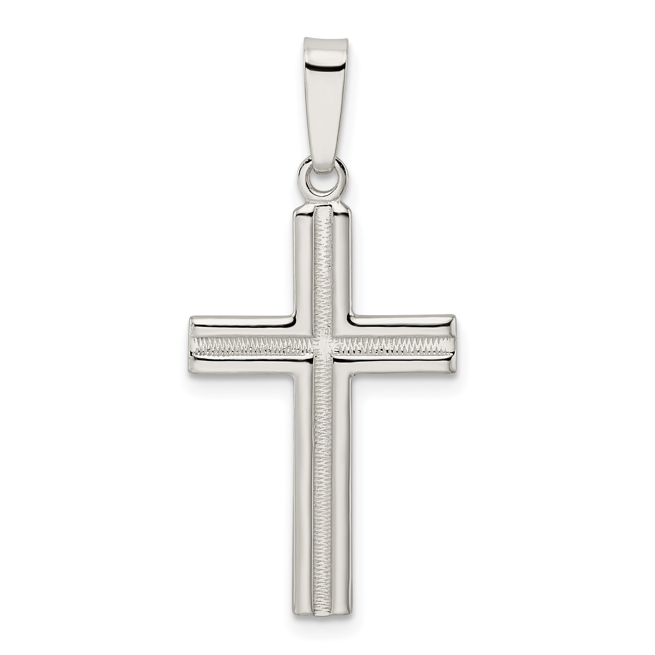 Sterling Silver Polished and Satin Latin Cross Pendant Main image