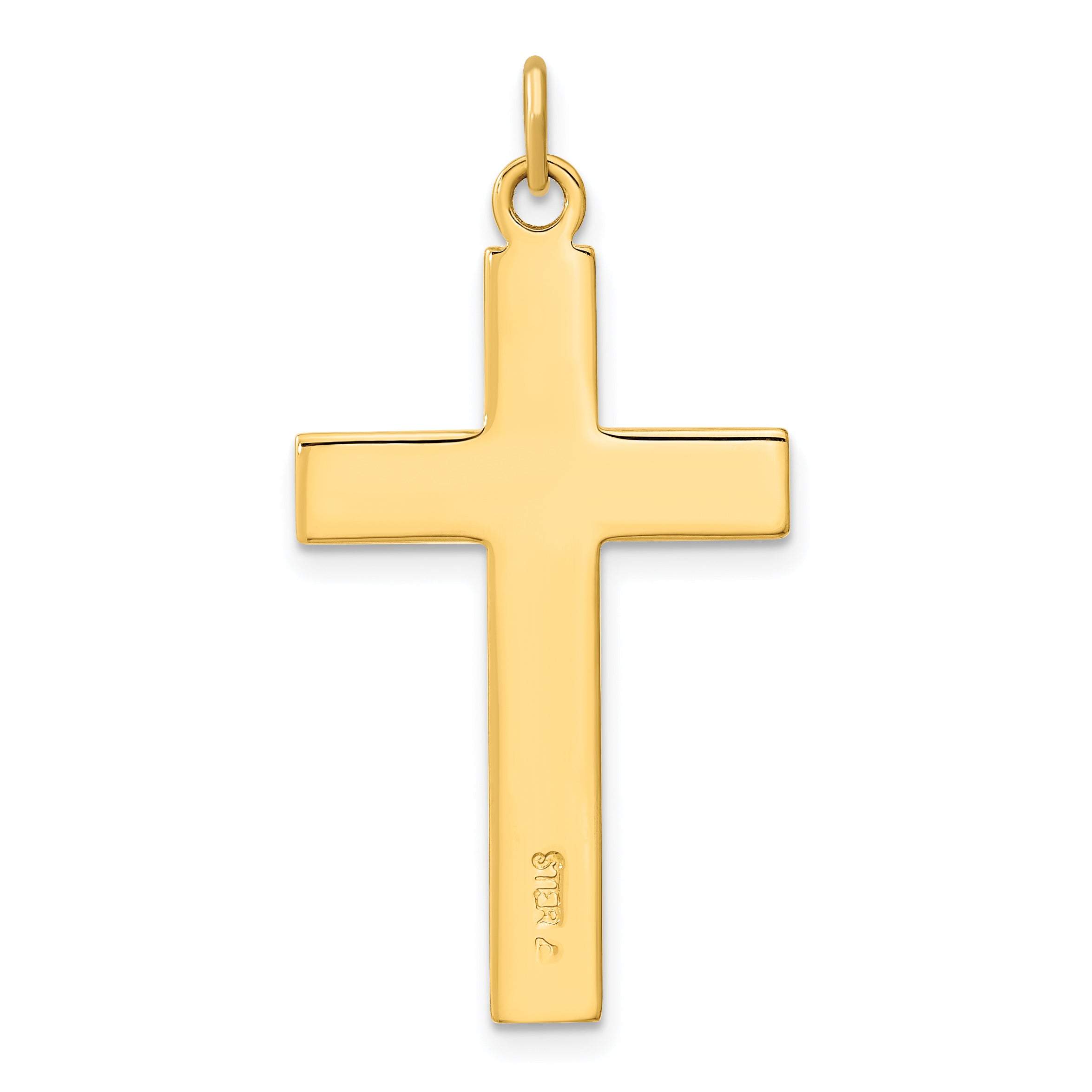 Sterling Silver Gold-plated Polished and Satin Double Cross Pendant