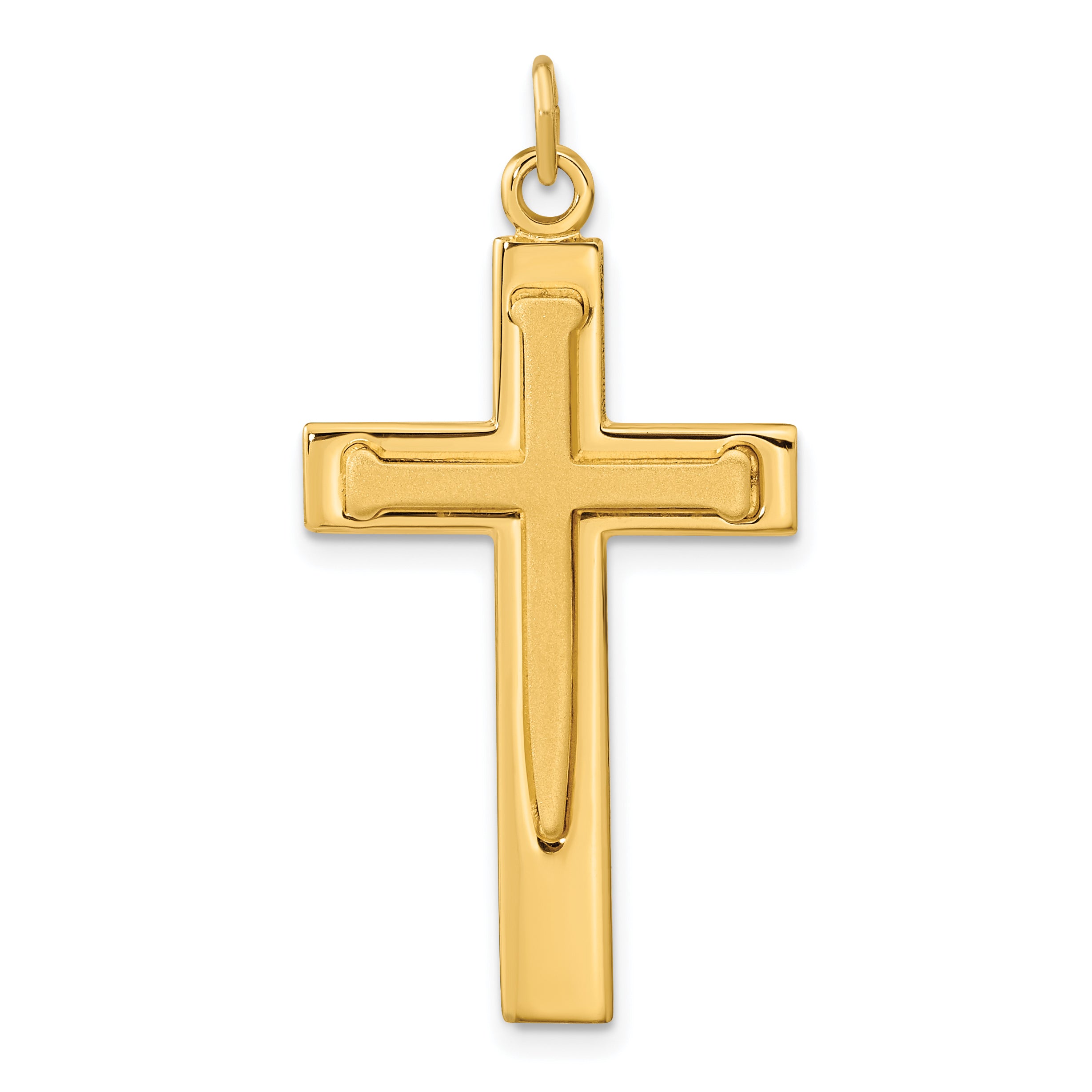Sterling Silver Gold-plated Polished and Satin Double Cross Pendant Main image