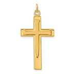 Sterling Silver Gold-plated Polished and Satin Double Cross Pendant