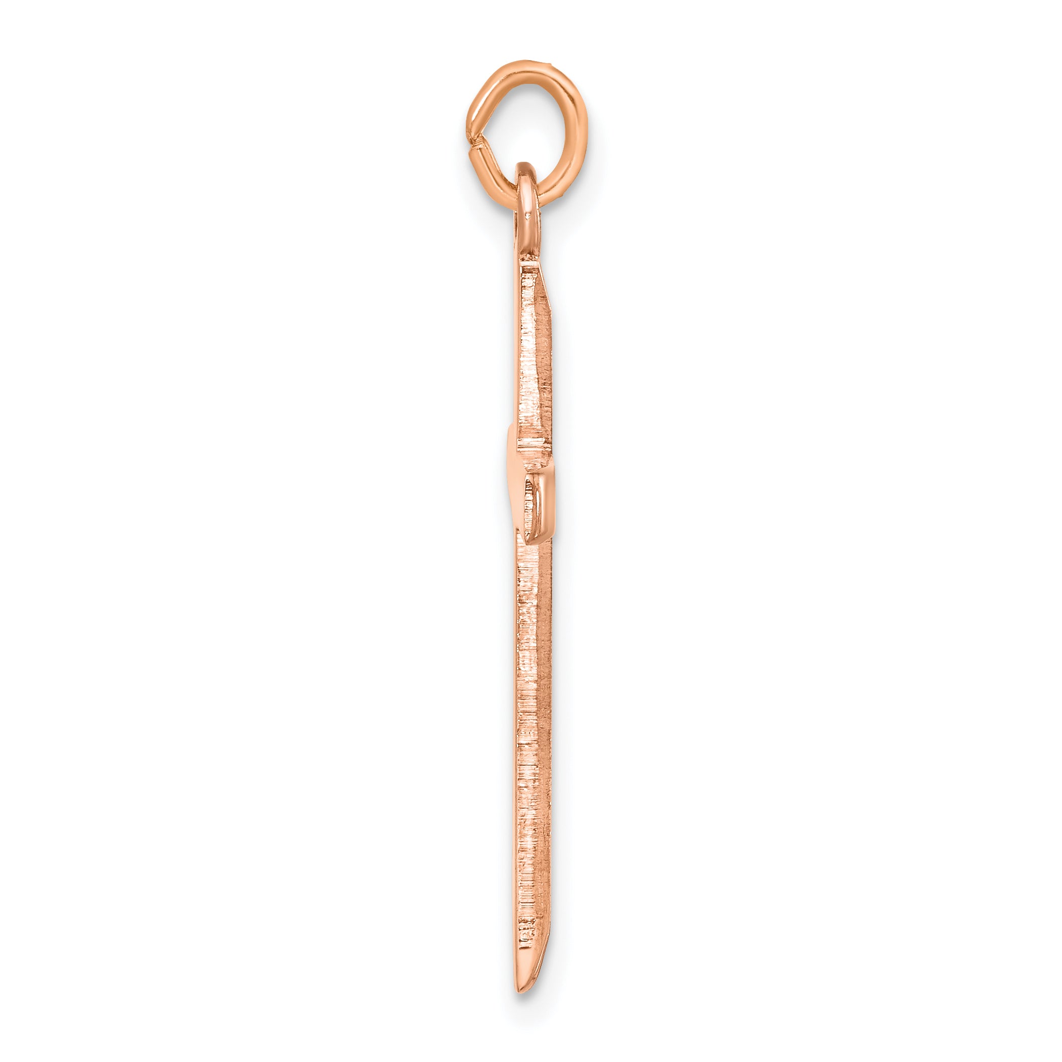 Sterling Silver Rose Gold-plated Polished and Brushed Tapered Cross Pendant Secondary image