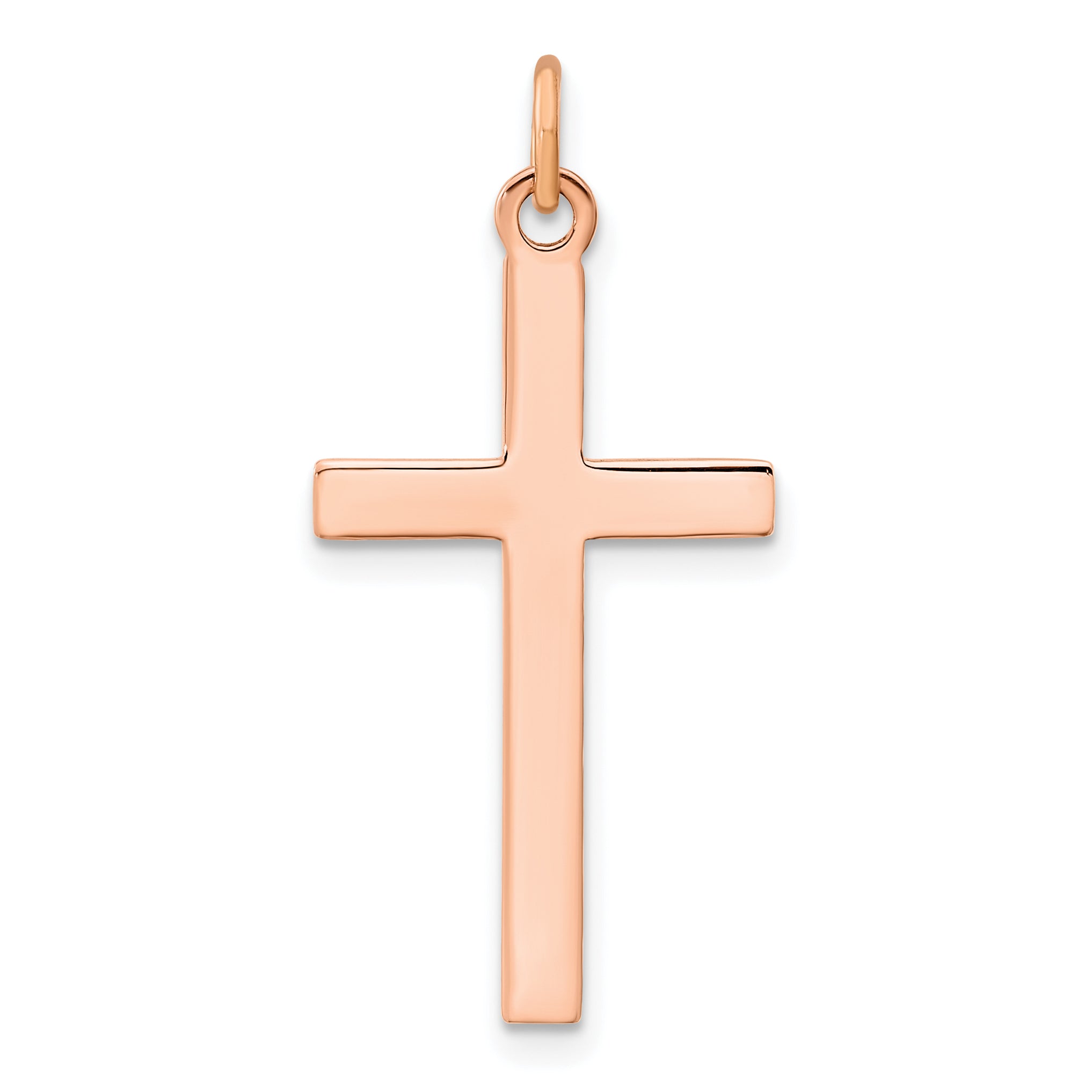 Sterling Silver Rose Gold-plated Polished and Brushed Tapered Cross Pendant