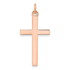 Sterling Silver Rose Gold-plated Polished and Brushed Tapered Cross Pendant