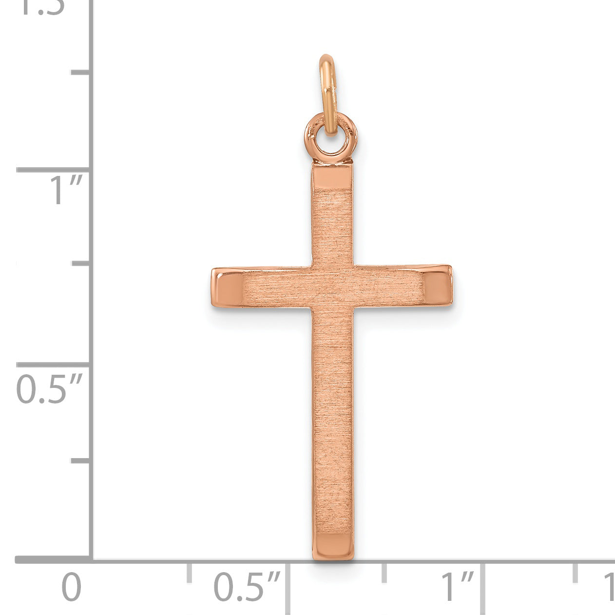 Sterling Silver Rose Gold-plated Polished and Brushed Tapered Cross Pendant