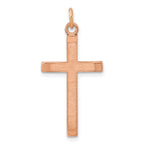 Sterling Silver Rose Gold-plated Polished and Brushed Tapered Cross Pendant