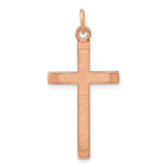 Sterling Silver Rose Gold-plated Polished and Brushed Tapered Cross Pendant