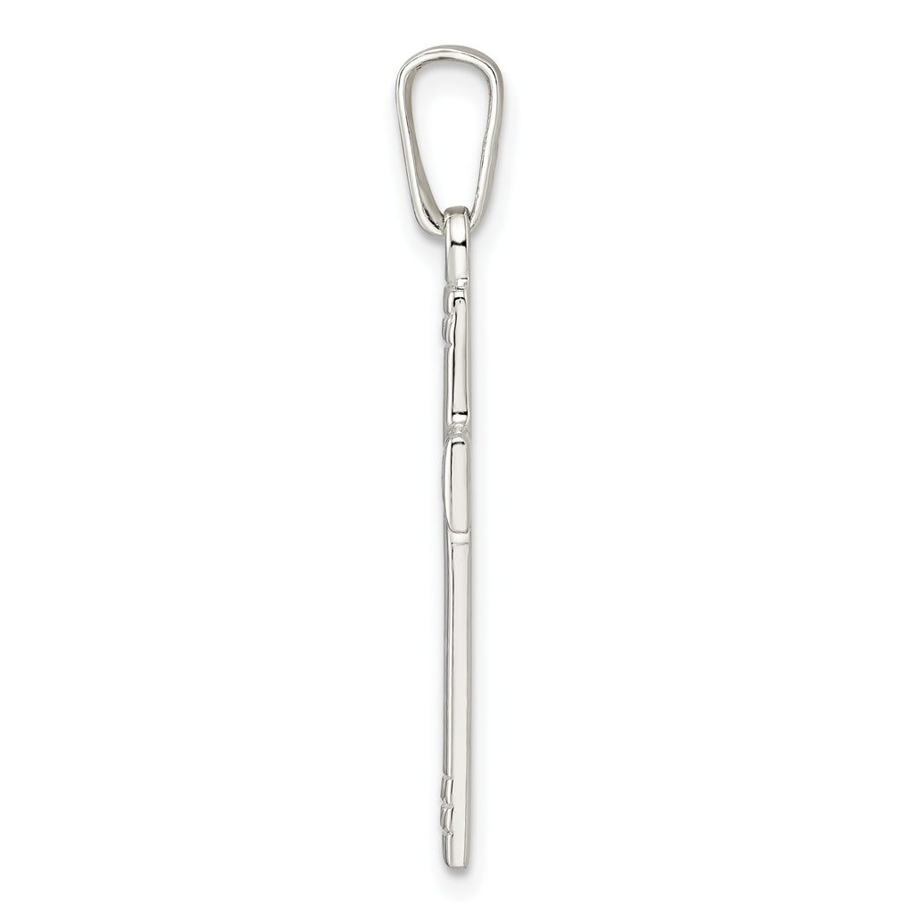 Sterling Silver Polished w/Rope Ends Latin Cross Pendant