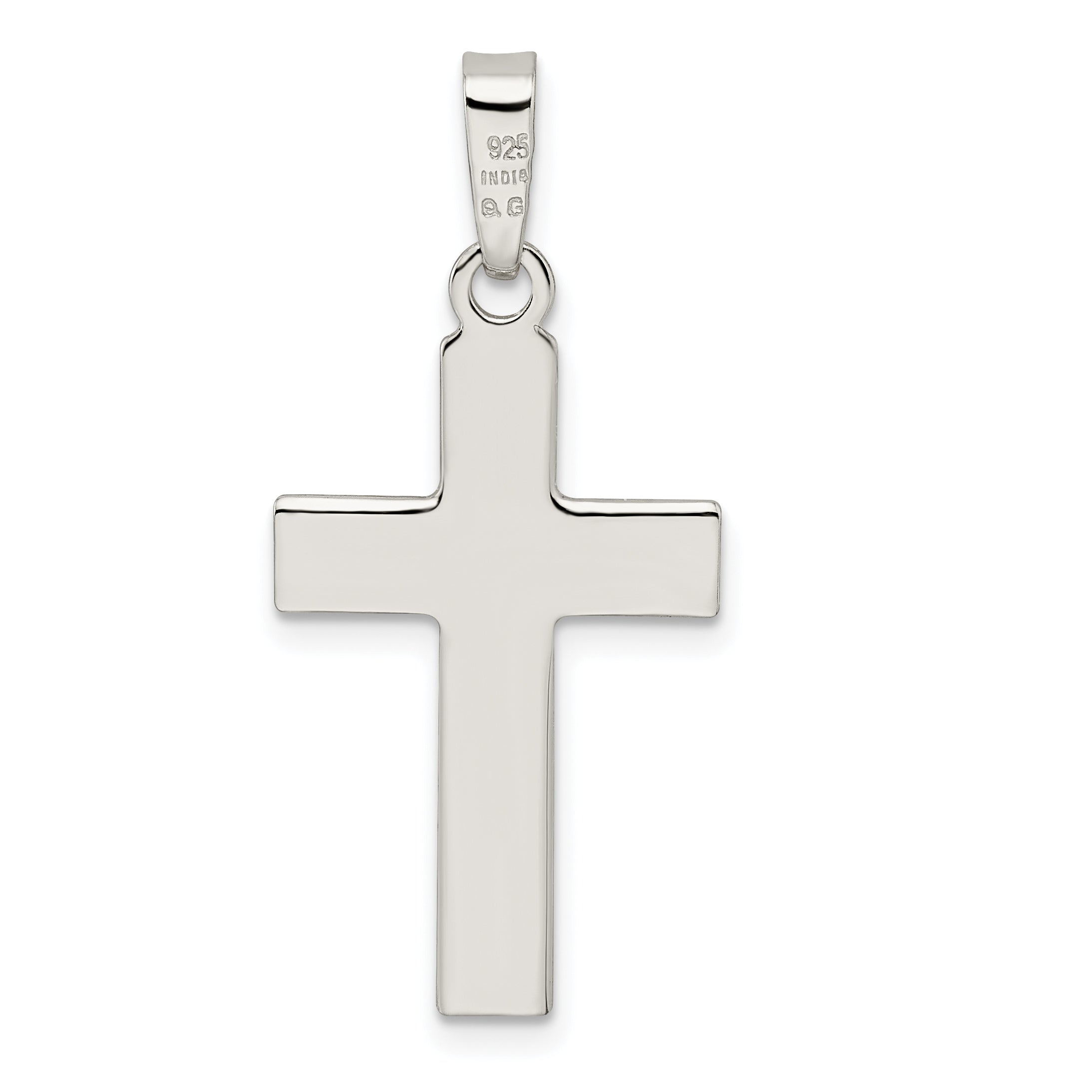 Sterling Silver Polished w/Rope Ends Latin Cross Pendant
