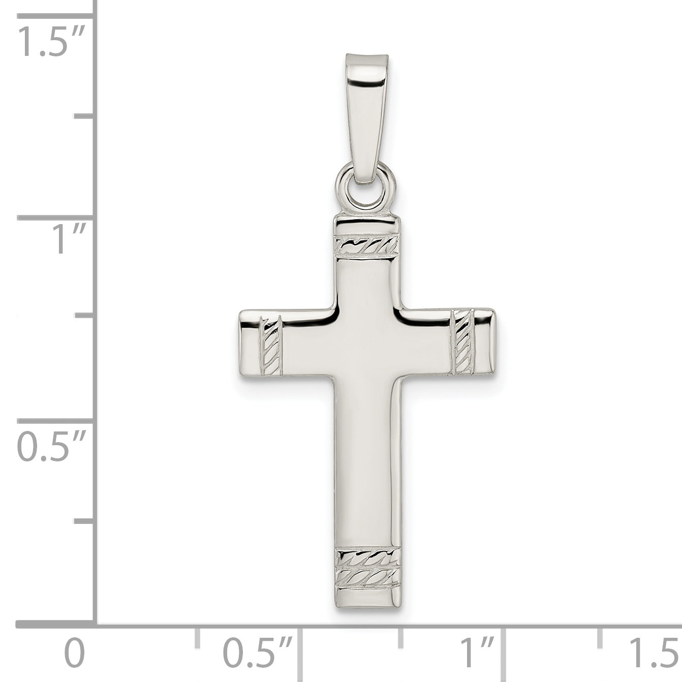 Sterling Silver Polished w/Rope Ends Latin Cross Pendant