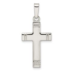 Sterling Silver Polished w/Rope Ends Latin Cross Pendant