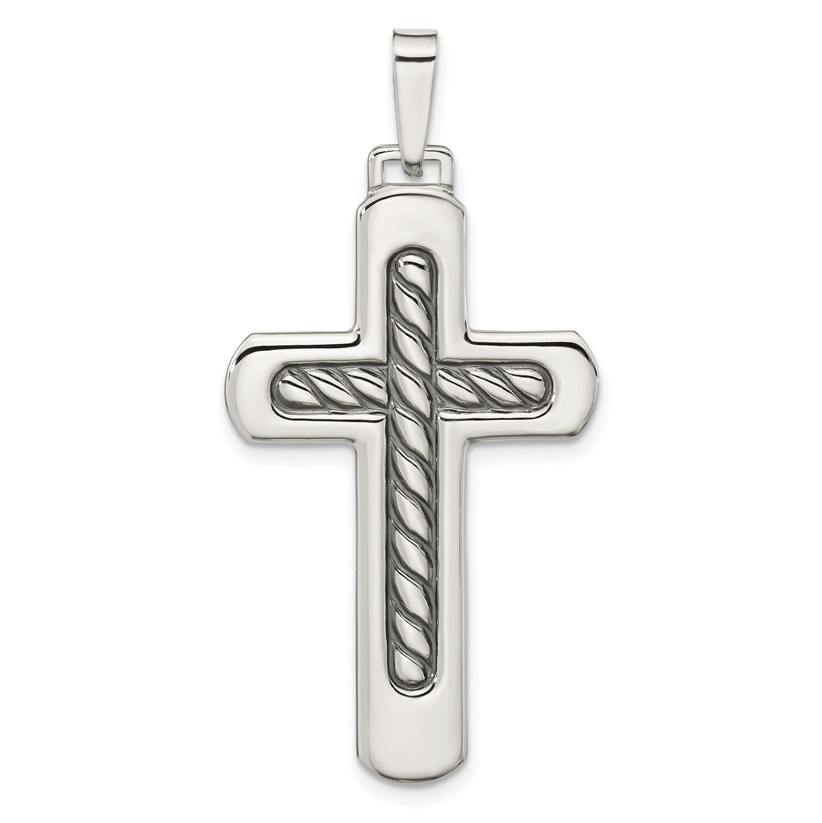 Cross Pendant in Sterling Silver, 46mm Antiqued & Textured - Sophia Jewelers Main image
