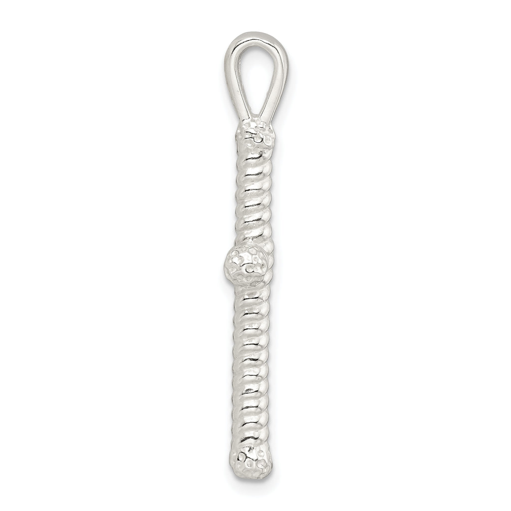 Sterling Silver Polished Twisted Hollow Latin Cross Pendant