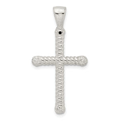 Sterling Silver Polished Twisted Hollow Latin Cross Pendant