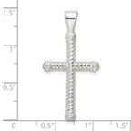 Sterling Silver Polished Twisted Hollow Latin Cross Pendant