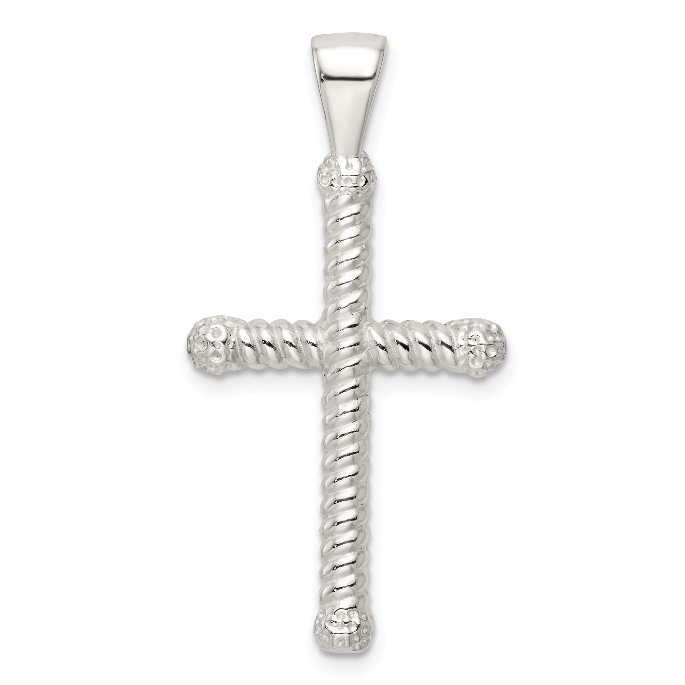 Sterling Silver Polished Twisted Hollow Latin Cross Pendant Main image