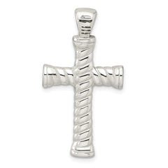 Sterling Silver Polished Twisted Hollow Large Latin Cross Pendant