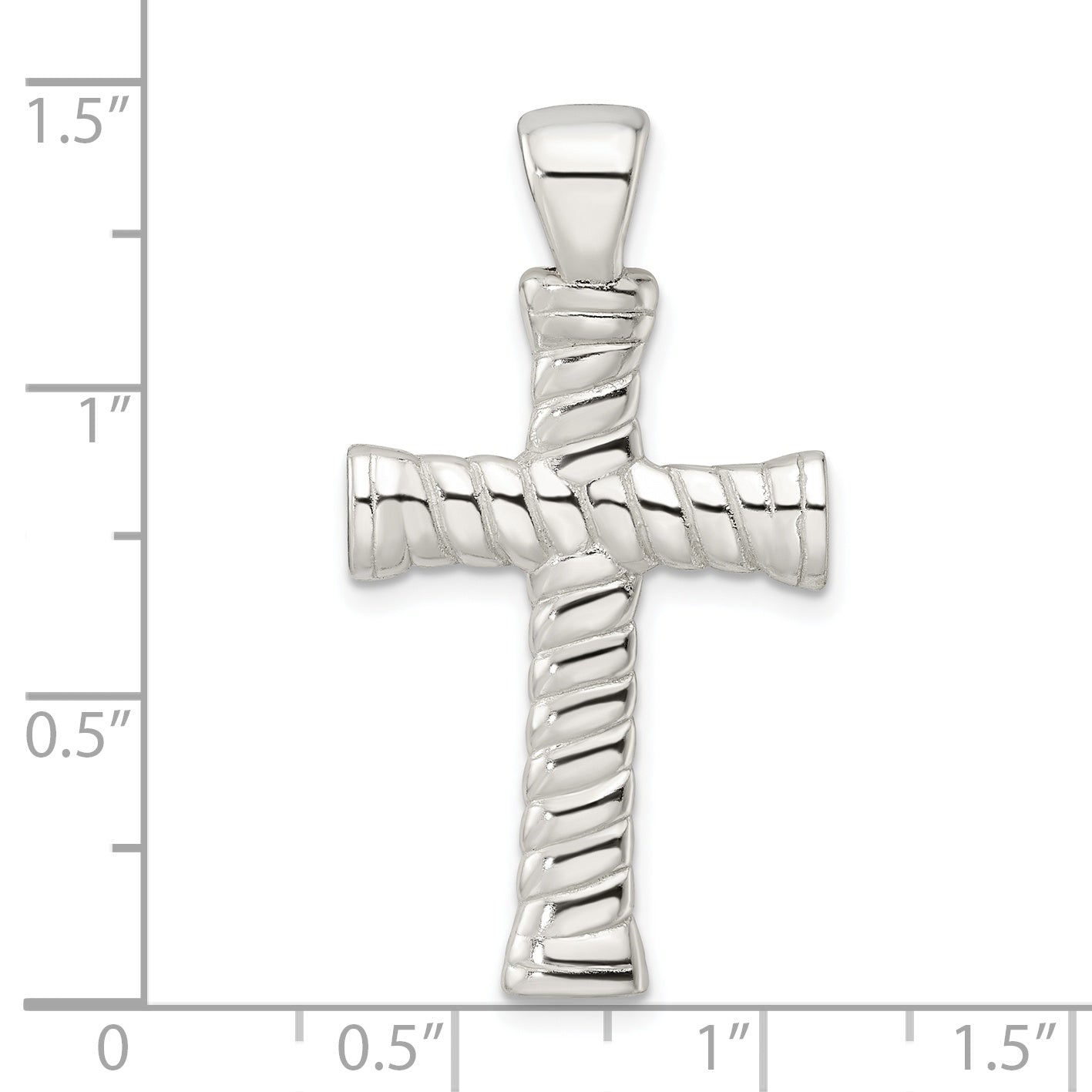 Sterling Silver Polished Twisted Hollow Large Latin Cross Pendant