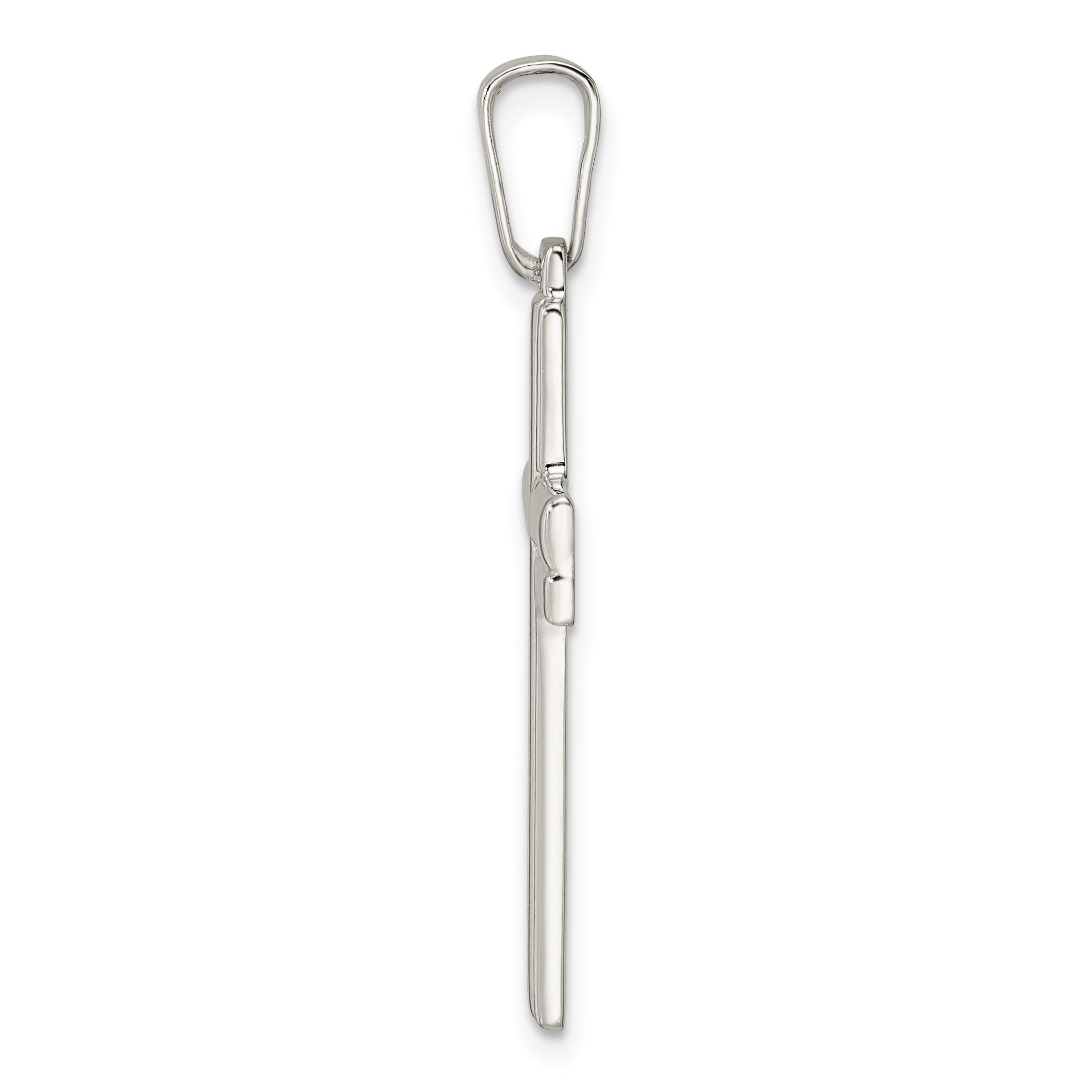 Sterling Silver Polished w/Lines Latin Cross Pendant