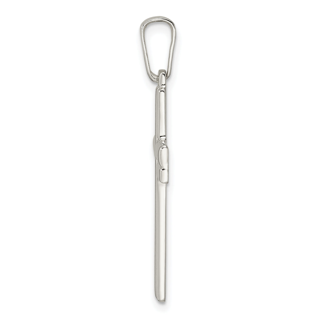 Sterling Silver Polished w/Lines Latin Cross Pendant