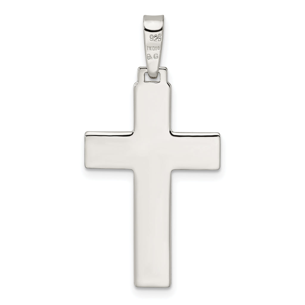 Sterling Silver Polished w/Lines Latin Cross Pendant