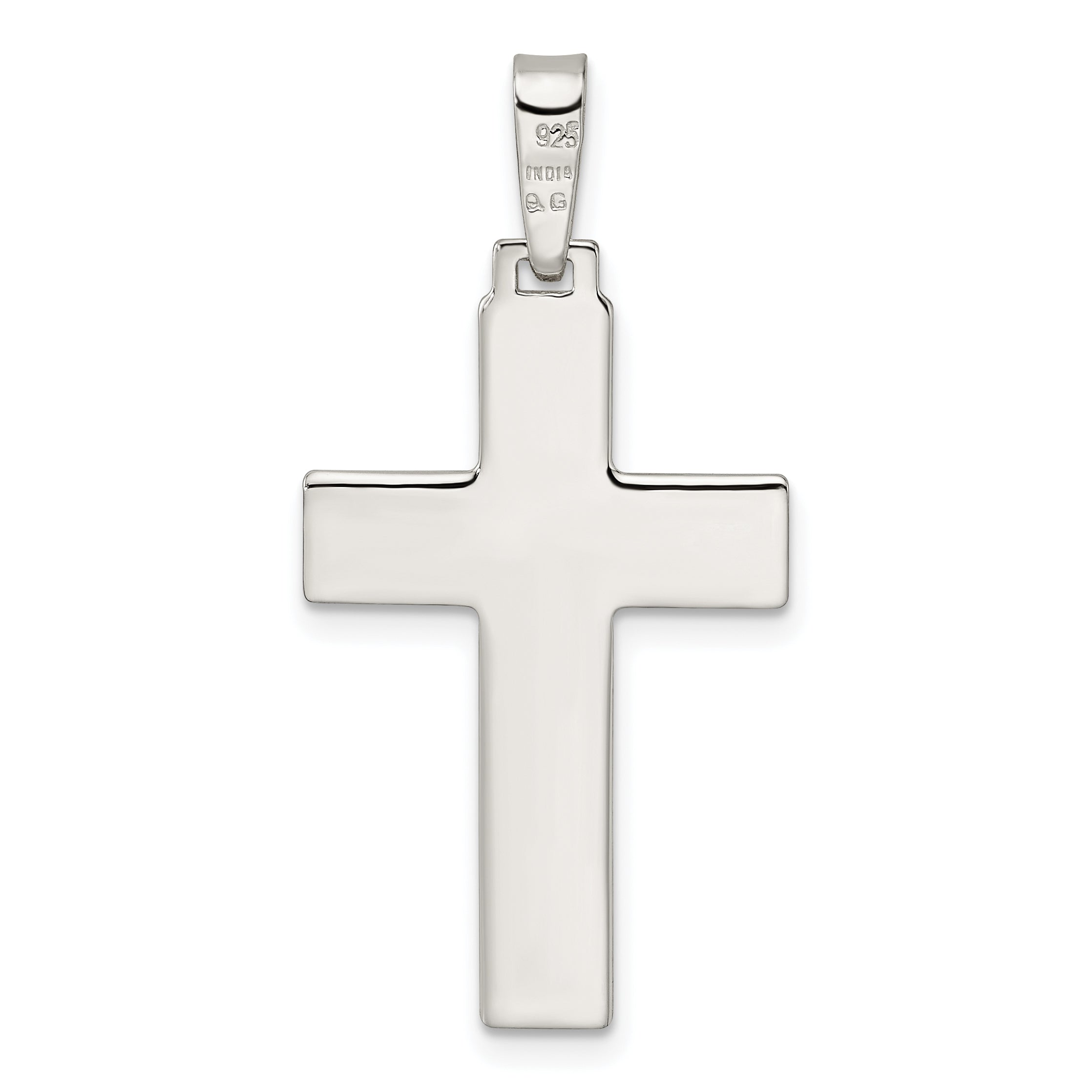 Sterling Silver Polished w/Lines Latin Cross Pendant