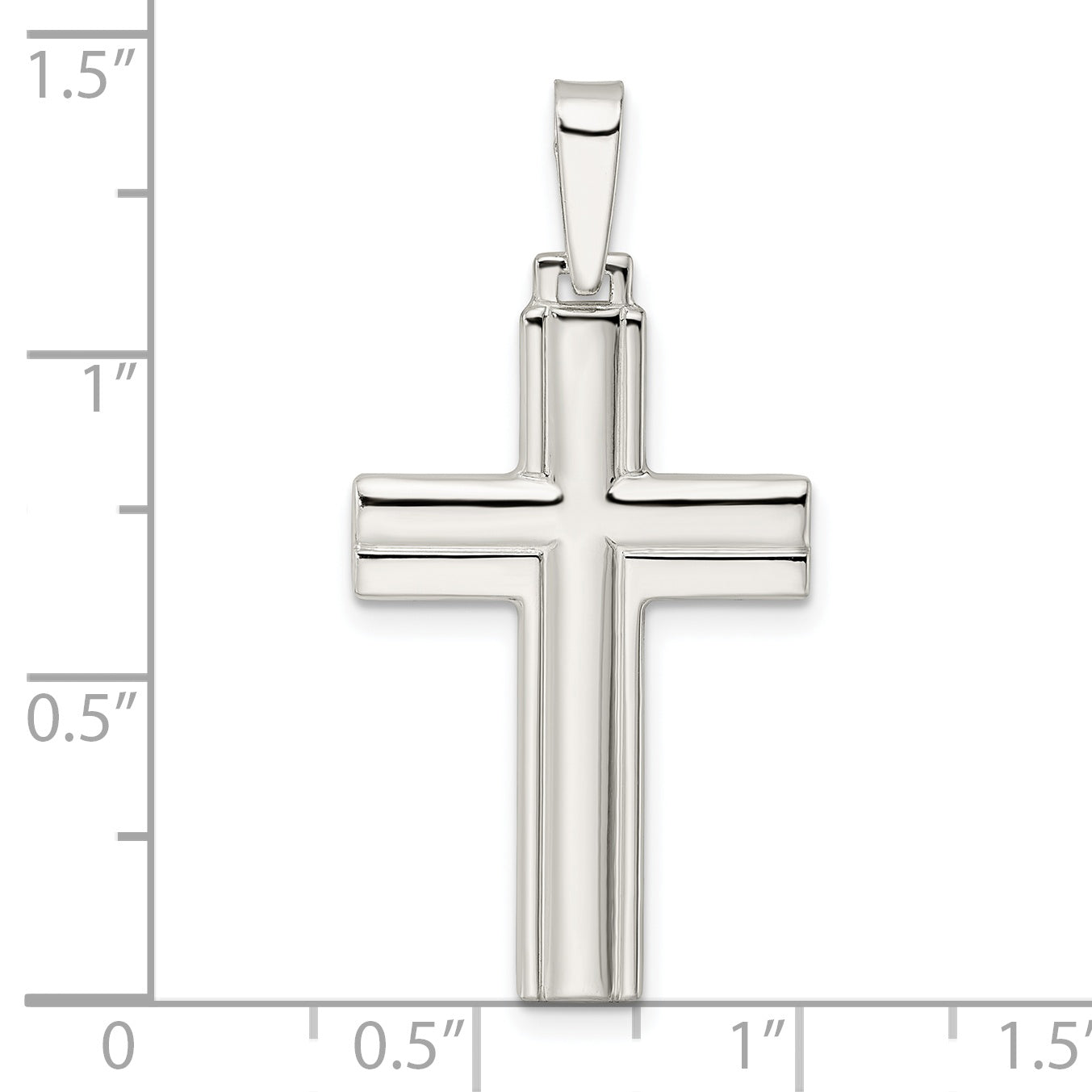 Sterling Silver Polished w/Lines Latin Cross Pendant