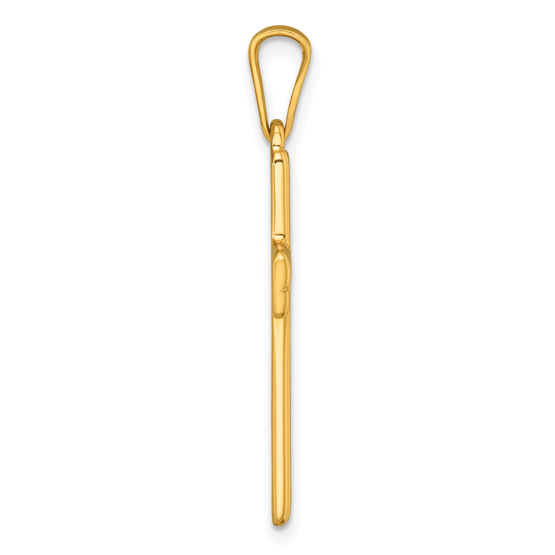 Sterling Silver Gold-tone Polished and Grooved Cross Pendant