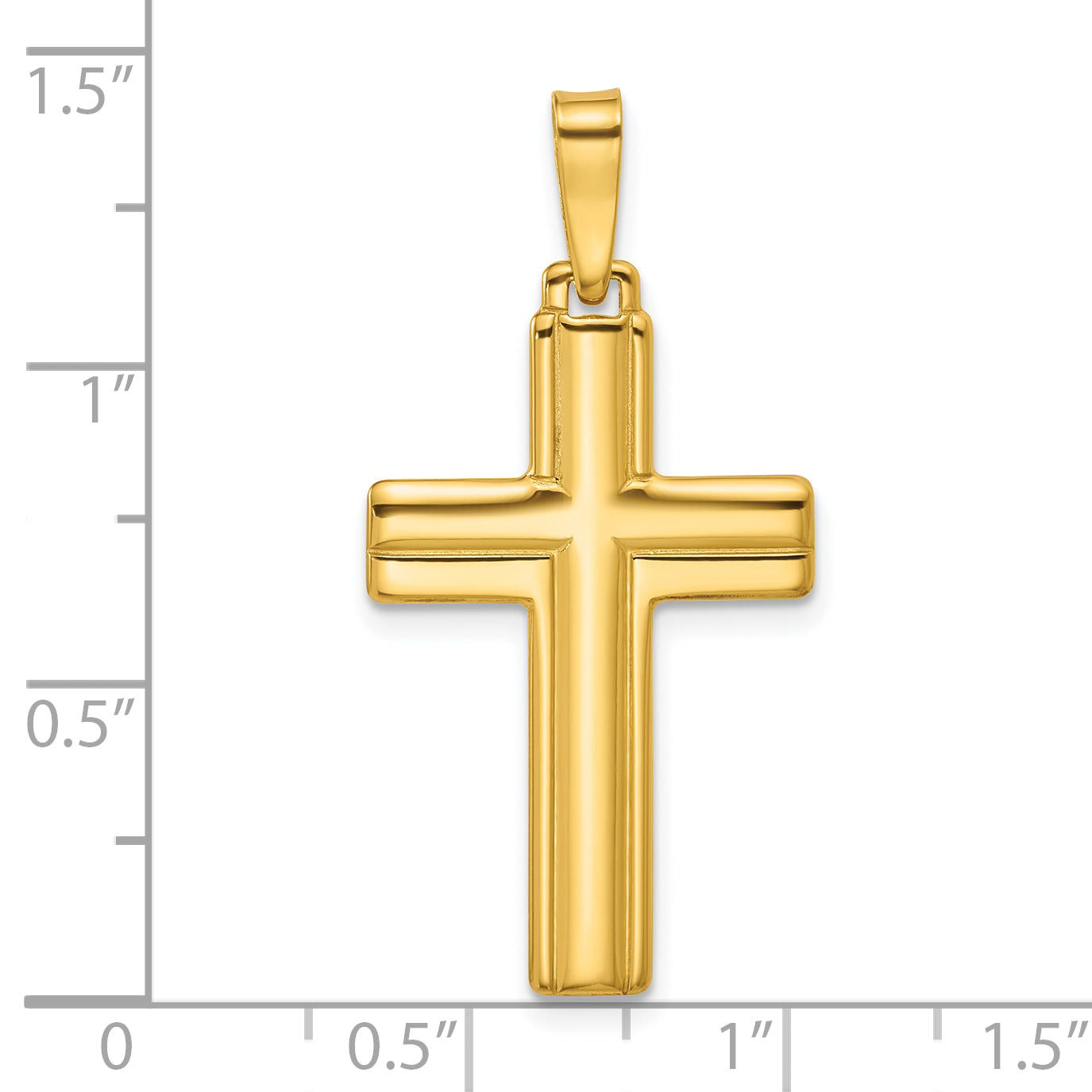 Sterling Silver Gold-tone Polished and Grooved Cross Pendant