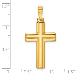 Sterling Silver Gold-tone Polished and Grooved Cross Pendant