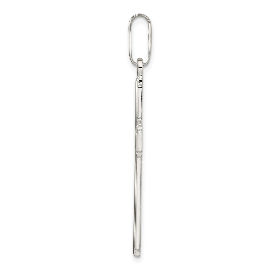 Sterling Silver Polished w/Edge Lines Latin Cross Pendant