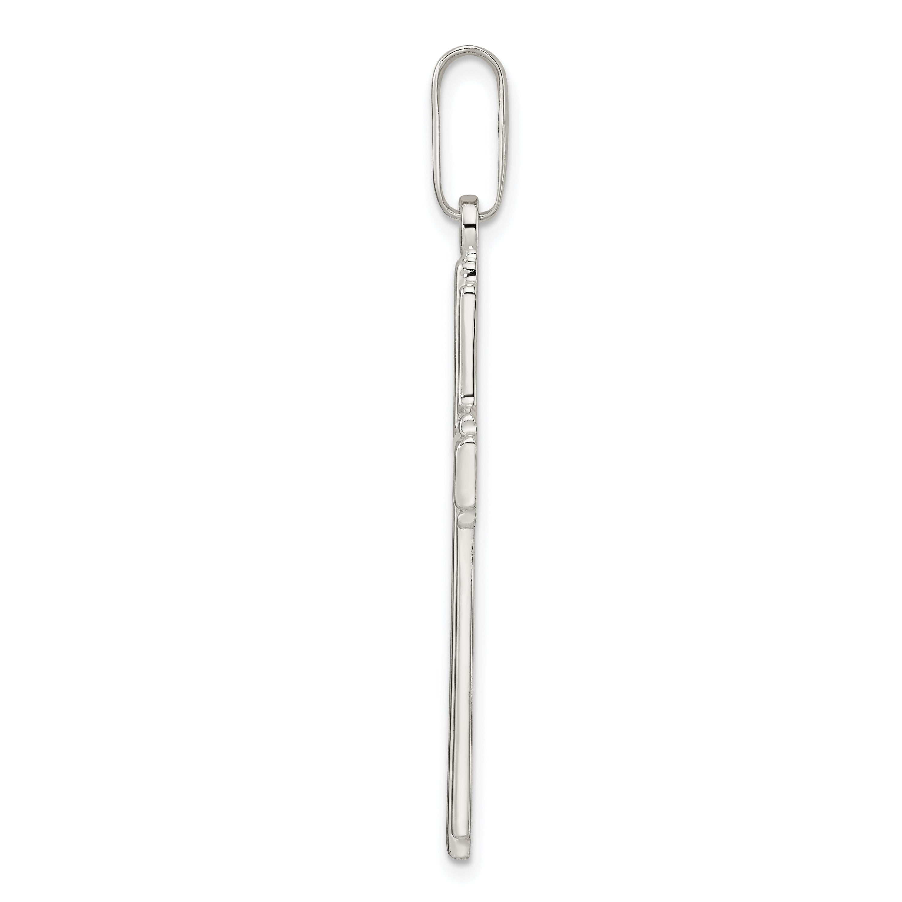 Sterling Silver Polished w/Edge Lines Latin Cross Pendant