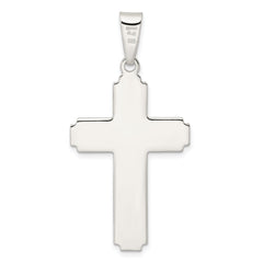 Sterling Silver Polished w/Edge Lines Latin Cross Pendant
