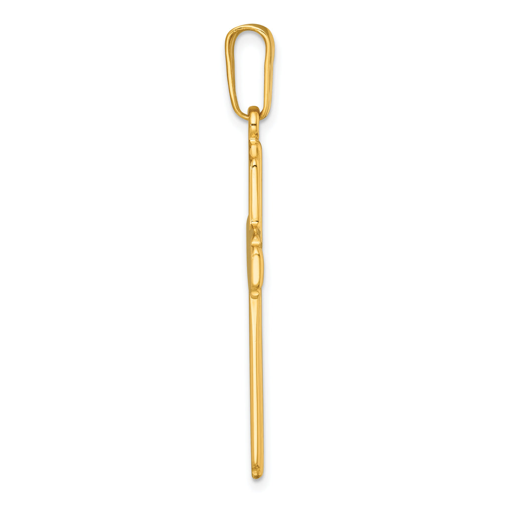 Sterling Silver Gold-tone Polished and Grooved Cross Pendant