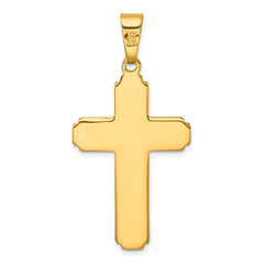 Sterling Silver Gold-tone Polished and Grooved Cross Pendant