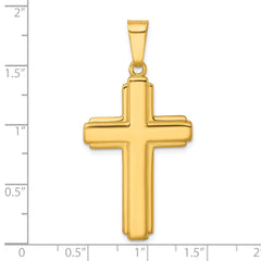 Sterling Silver Gold-tone Polished and Grooved Cross Pendant