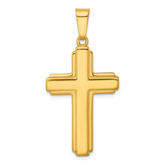 Sterling Silver Gold-tone Polished and Grooved Cross Pendant