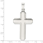Sterling Silver Polished w/Edge Lines Large Latin Cross Pendant