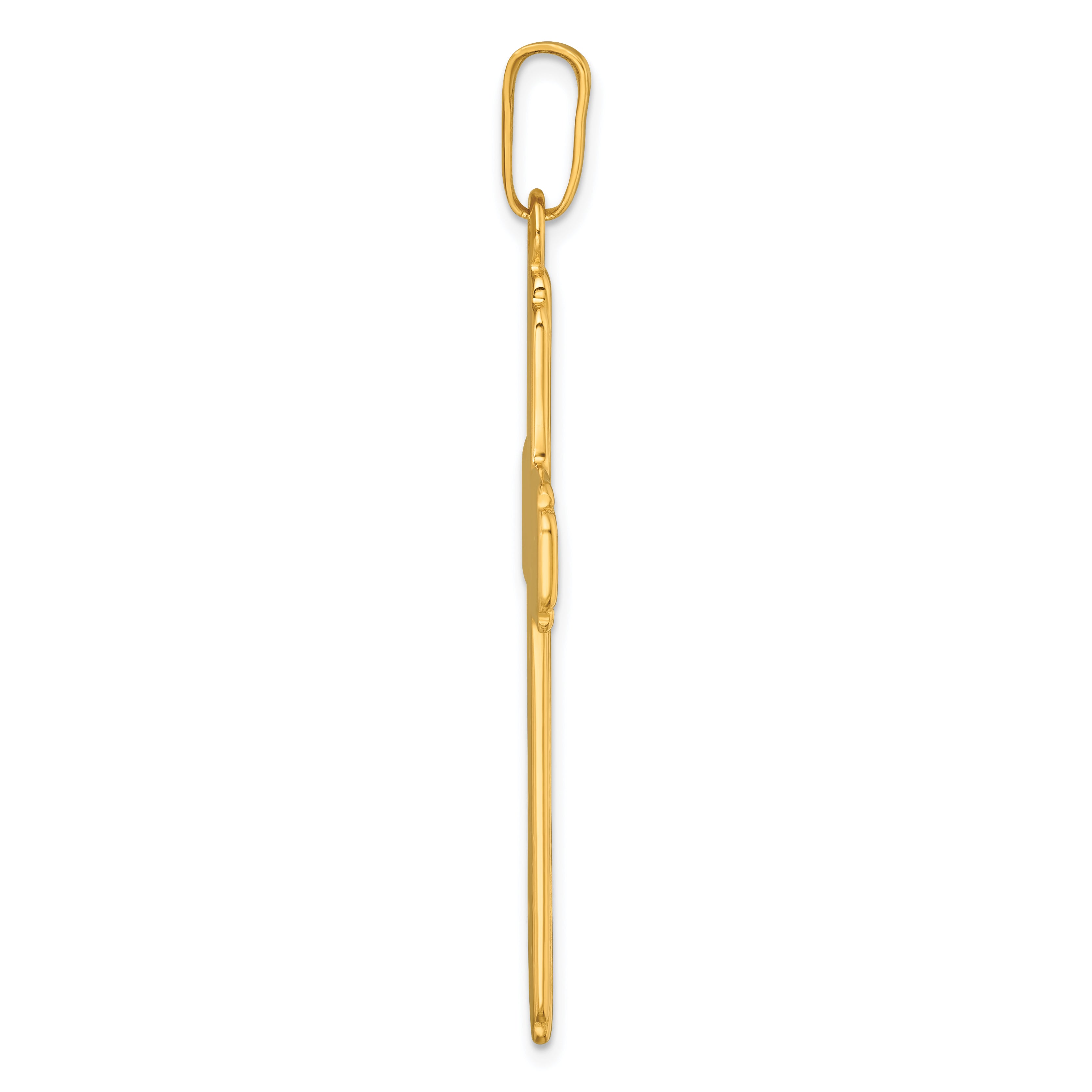 Sterling Silver Gold-tone Polished and Grooved CroSterling Silver Pendant Secondary image