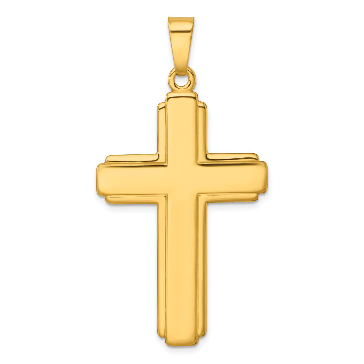 Grooved Cross Pendant in Gold-Tone Sterling Silver, 57mm - Sophia Jewelers Main image