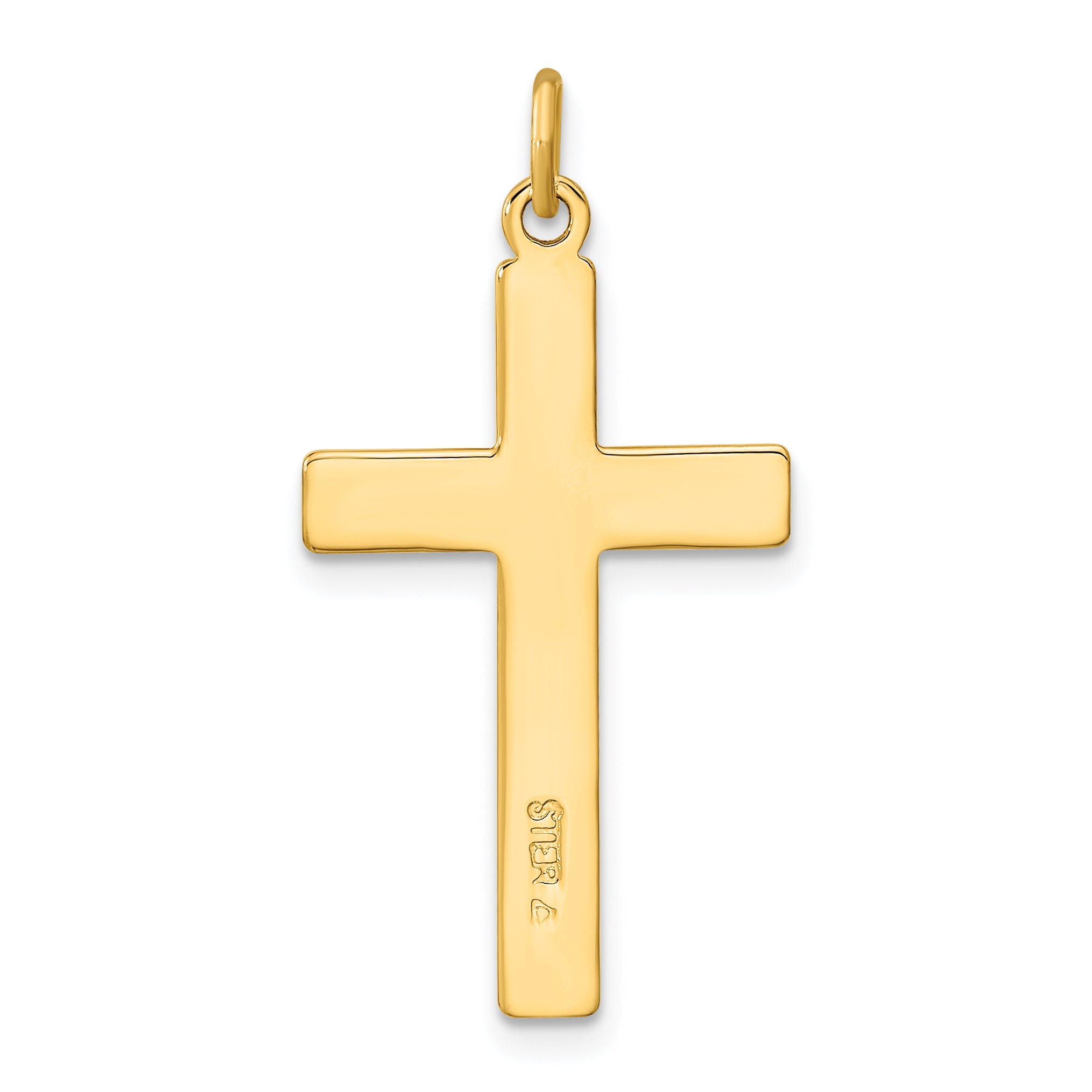 Sterling Silver Gold-plated Polished and Satin D/C Cross Pendant