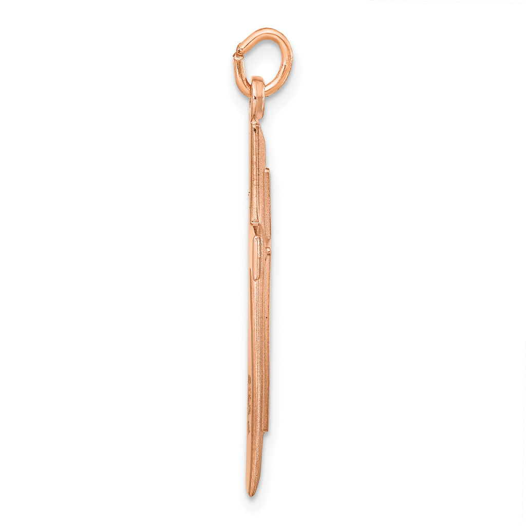 Sterling Silver Rose Gold-plated Polished and Brushed Double Cross Pendant