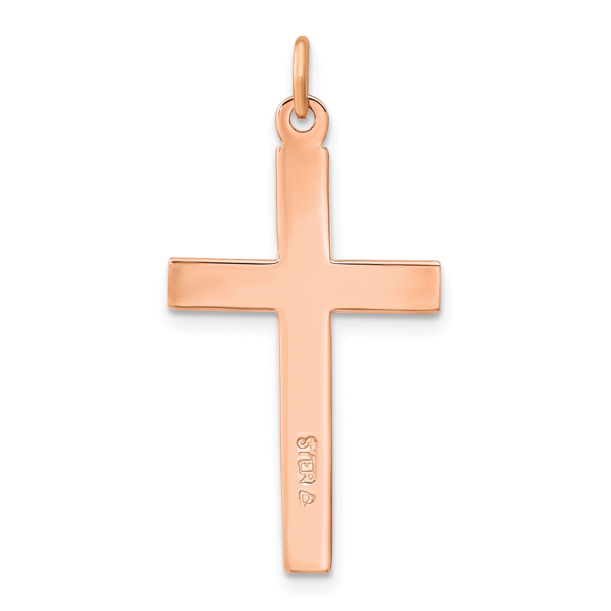 Sterling Silver Rose Gold-plated Polished and Brushed Double Cross Pendant