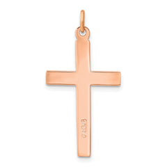 Sterling Silver Rose Gold-plated Polished and Brushed Double Cross Pendant
