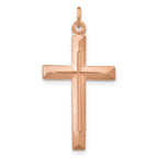 Sterling Silver Rose Gold-plated Polished and Brushed Double Cross Pendant