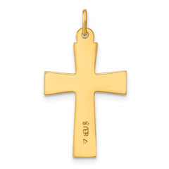 Sterling Silver Gold-plated Polished Enameled Cross Pendant
