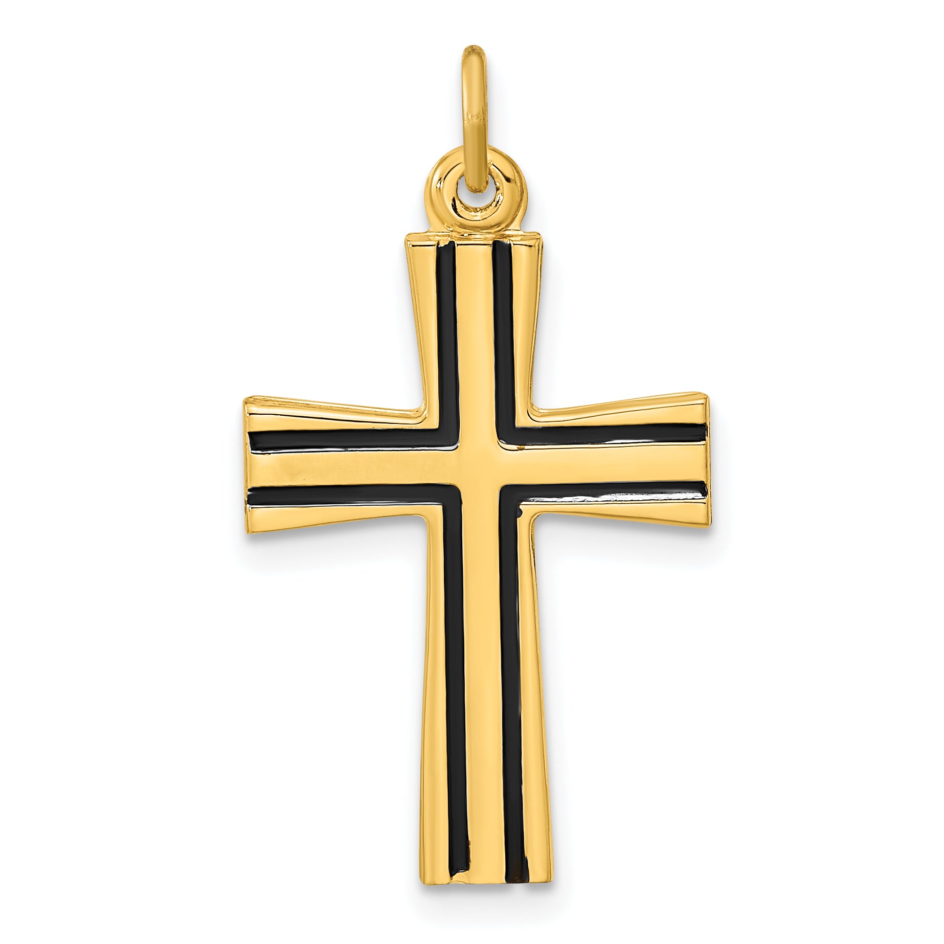 Sterling Silver Gold-plated Polished Enameled Cross Pendant Main image