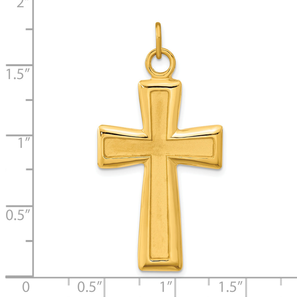 Sterling Silver Gold-plated Polished and Satin Cross Pendant